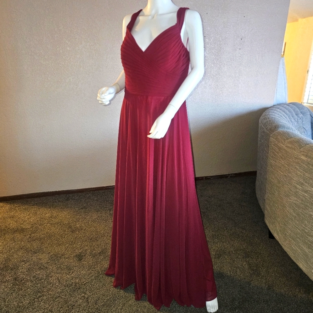 Rust Eva USA 5183 Bridesmaids Pleated Chiffon Long Dress NWT 2XL